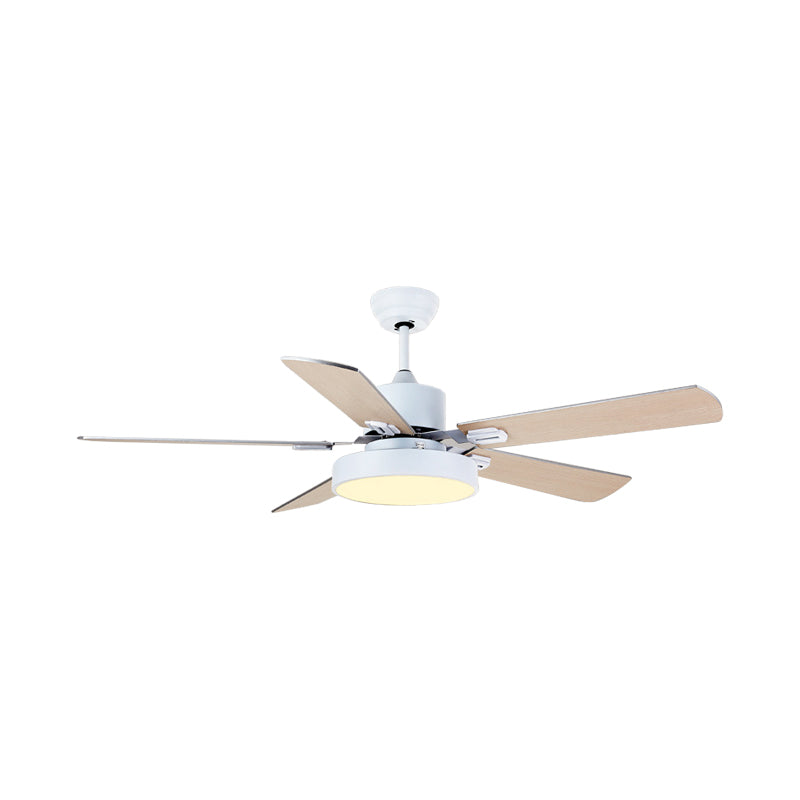 5-BladeDrum Living Room Hanging Fan Light Fixture Traditional Acrylic 52" Wide LED Semi Flush Light Clearhalo 'Ceiling Fans with Lights' 'Ceiling Fans' Lighting' 1984244