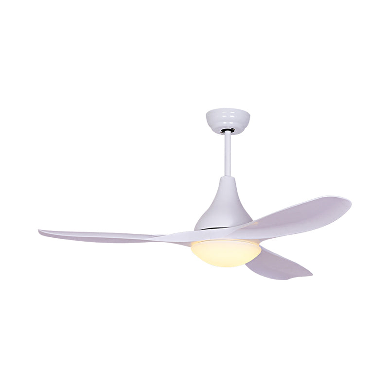 Acrylic White Ceiling Fan Light Fixture Bowl 52" Wide LED Rustic Semi Flush Mount, 3 Blades White Clearhalo 'Ceiling Fans with Lights' 'Ceiling Fans' Lighting' 1984299