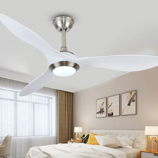 Bowl Metallic 3-Blade Semi Flush Light Fixture Classic LED Bedroom Ceiling Fan Lamp in White, 48" Wide White Clearhalo 'Ceiling Fans with Lights' 'Ceiling Fans' Lighting' 1984349