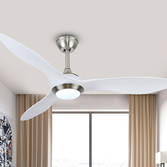 Bowl Metallic 3-Blade Semi Flush Light Fixture Classic LED Bedroom Ceiling Fan Lamp in White, 48" Wide Clearhalo 'Ceiling Fans with Lights' 'Ceiling Fans' Lighting' 1984350