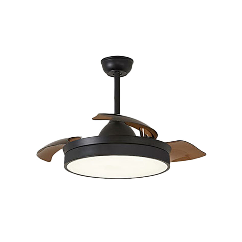 48" Wide Geometric Hanging Fan Light Modernity Metal Black Semi-Flush Mount with 4 Blades Clearhalo 'Ceiling Fans with Lights' 'Ceiling Fans' 'Modern Ceiling Fans' 'Modern' Lighting' 1984444