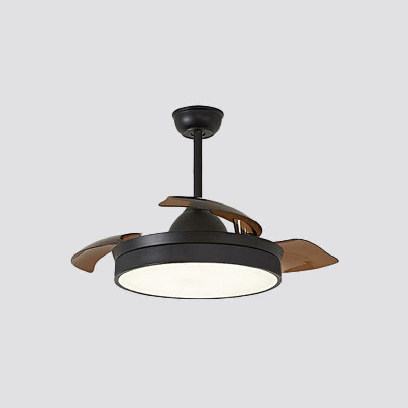 48" Wide Geometric Hanging Fan Light Modernity Metal Black Semi-Flush Mount with 4 Blades Clearhalo 'Ceiling Fans with Lights' 'Ceiling Fans' 'Modern Ceiling Fans' 'Modern' Lighting' 1984445