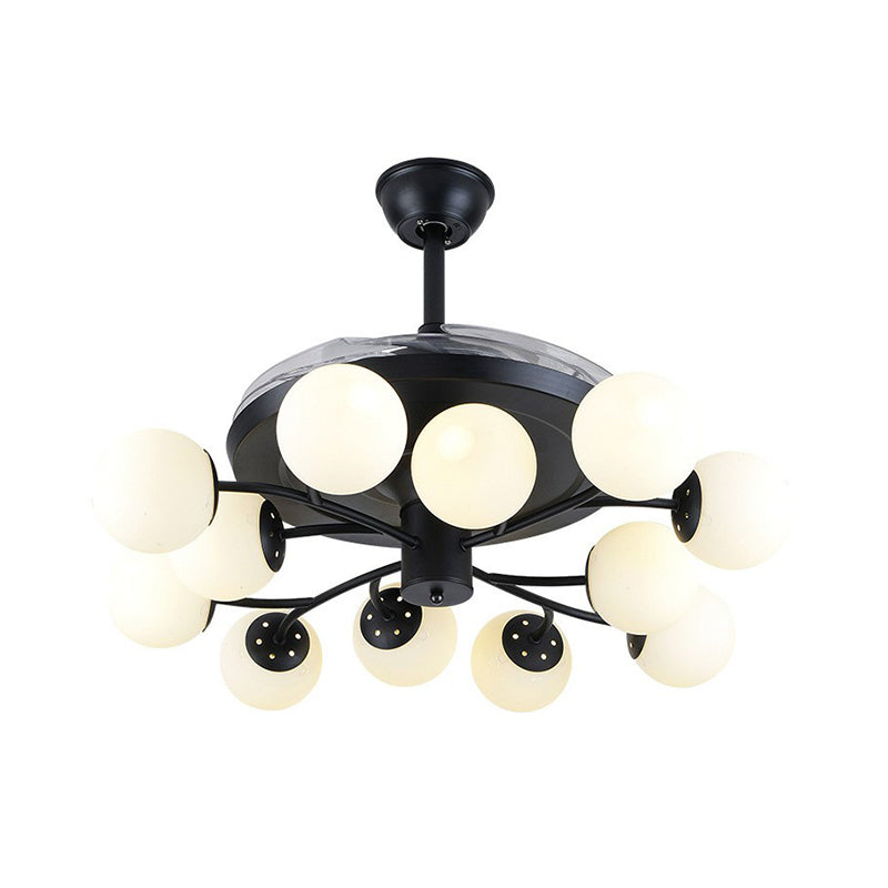 Modern 12-Light Opal Glass Globe Semi-Flush Mount