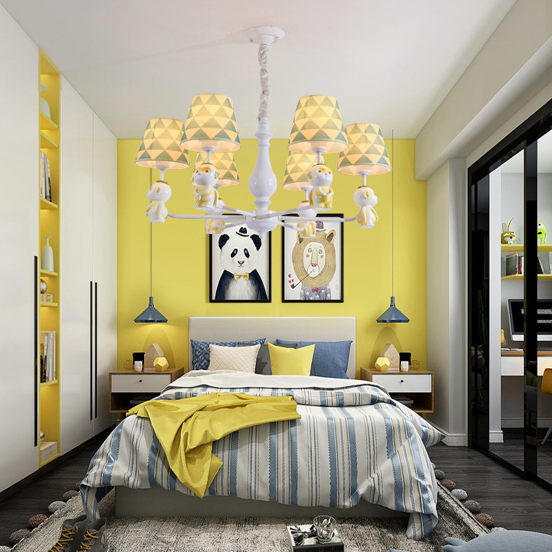 Fabric Tapered Shade Hanging Lights Nordic Hanging Pendant Lights in Yellow for Living Room Clearhalo 'Ceiling Lights' 'Chandeliers' Lighting' options 198484