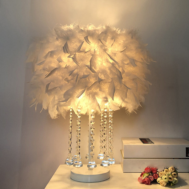 zylindrischem -leichte Lampe mit rosa/lila/weiße Federschatten Tischlicht moderne - 1 Room Mädchen Clearhalo Night