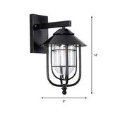 Black Half-Capsule Wall Lantern Farmhouse Clear Glass 1 Bulb Outdoor Wall Mounted Light Clearhalo 'Wall Lamps & Sconces' 'Wall Lights' Lighting' 1985162