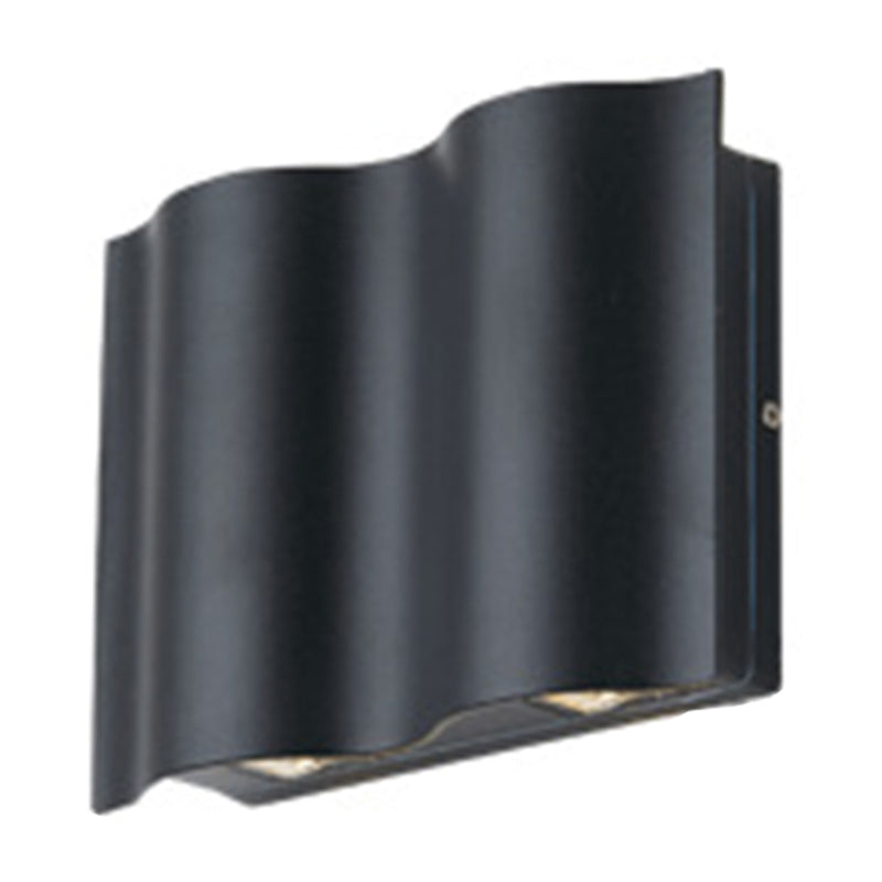 2/4/6-Light Patio LED Sconce Lamp Modern Black Flush Mount Wall Light with Wavy Metal Shade, Warm/White Light Clearhalo 'Cast Iron' 'Glass' 'Industrial' 'Modern wall lights' 'Modern' 'Tiffany' 'Traditional wall lights' 'Wall Lamps & Sconces' 'Wall Lights' Lighting' 1985274