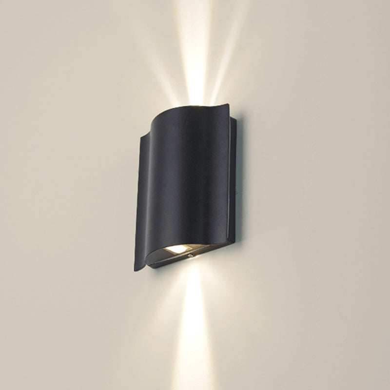 2/4/6-Light Patio LED Sconce Lamp Modern Black Flush Mount Wall Light with Wavy Metal Shade, Warm/White Light Clearhalo 'Cast Iron' 'Glass' 'Industrial' 'Modern wall lights' 'Modern' 'Tiffany' 'Traditional wall lights' 'Wall Lamps & Sconces' 'Wall Lights' Lighting' 1985277
