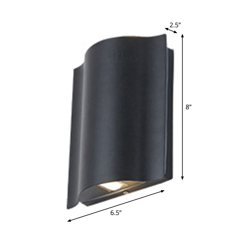 2/4/6-Light Patio LED Sconce Lamp Modern Black Flush Mount Wall Light with Wavy Metal Shade, Warm/White Light Clearhalo 'Cast Iron' 'Glass' 'Industrial' 'Modern wall lights' 'Modern' 'Tiffany' 'Traditional wall lights' 'Wall Lamps & Sconces' 'Wall Lights' Lighting' 1985279