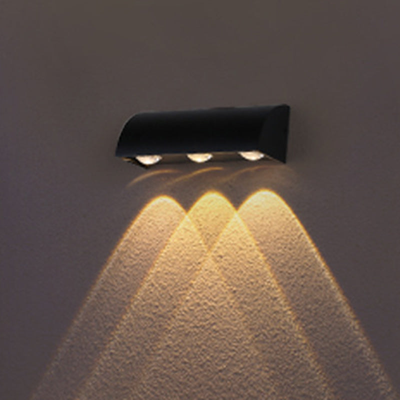 Modern LED Flush Mount Wall Sconce Black Quarter-Cylinder Wall Lamp with Metal Shade Clearhalo 'Cast Iron' 'Glass' 'Industrial' 'Modern wall lights' 'Modern' 'Tiffany' 'Traditional wall lights' 'Wall Lamps & Sconces' 'Wall Lights' Lighting' 1985282
