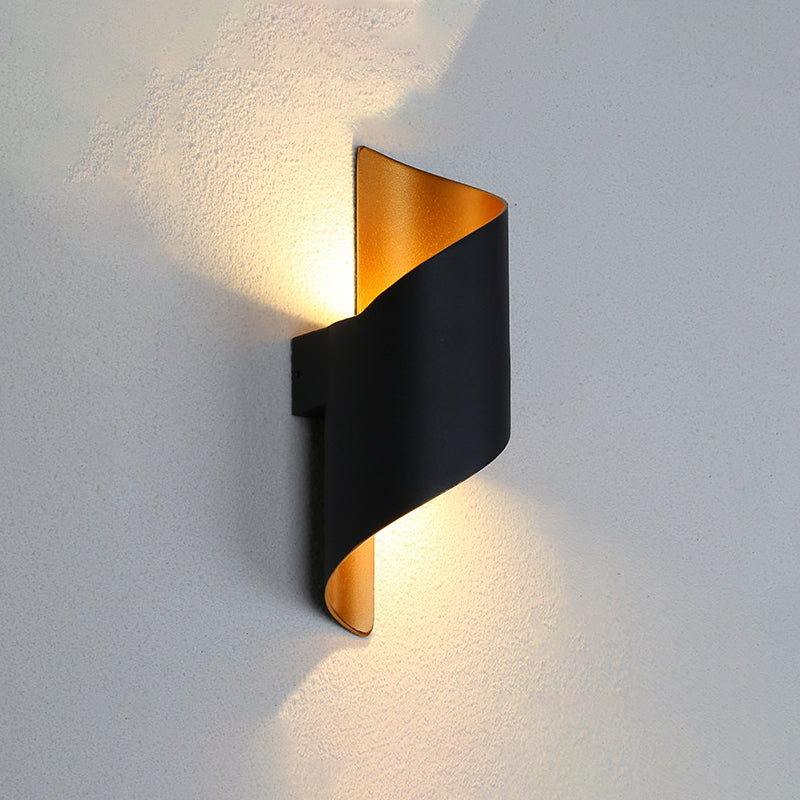 Spiral Foyer Wall Light Fixture Aluminum Postmodern LED Wall Sconce in Black/White and Gold Inner Clearhalo 'Cast Iron' 'Glass' 'Industrial' 'Modern wall lights' 'Modern' 'Tiffany' 'Traditional wall lights' 'Wall Lamps & Sconces' 'Wall Lights' Lighting' 1985292