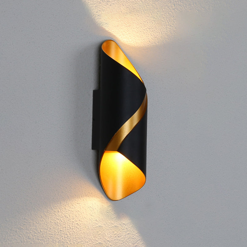 Tube Bathroom Up Down Wall Light Metal Post-Modern LED Sconce Lamp in Black and Gold Inner Clearhalo 'Cast Iron' 'Glass' 'Industrial' 'Modern wall lights' 'Modern' 'Tiffany' 'Traditional wall lights' 'Wall Lamps & Sconces' 'Wall Lights' Lighting' 1985296
