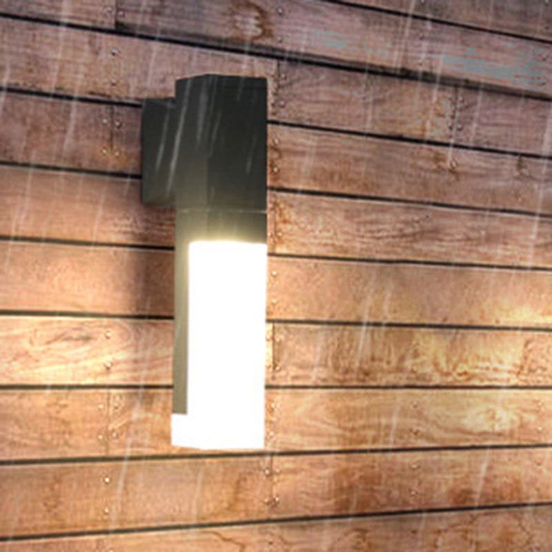 Rectangle Courtyard Wall Lamp Acrylic 1/2-Head Minimalist LED Sconce Light in Black, Warm/White Light Clearhalo 'Cast Iron' 'Glass' 'Industrial' 'Modern wall lights' 'Modern' 'Tiffany' 'Traditional wall lights' 'Wall Lamps & Sconces' 'Wall Lights' Lighting' 1985335