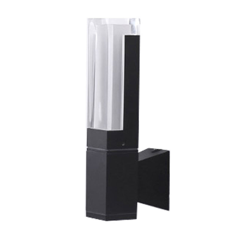 Rectangle Courtyard Wall Lamp Acrylic 1/2-Head Minimalist LED Sconce Light in Black, Warm/White Light Clearhalo 'Cast Iron' 'Glass' 'Industrial' 'Modern wall lights' 'Modern' 'Tiffany' 'Traditional wall lights' 'Wall Lamps & Sconces' 'Wall Lights' Lighting' 1985337