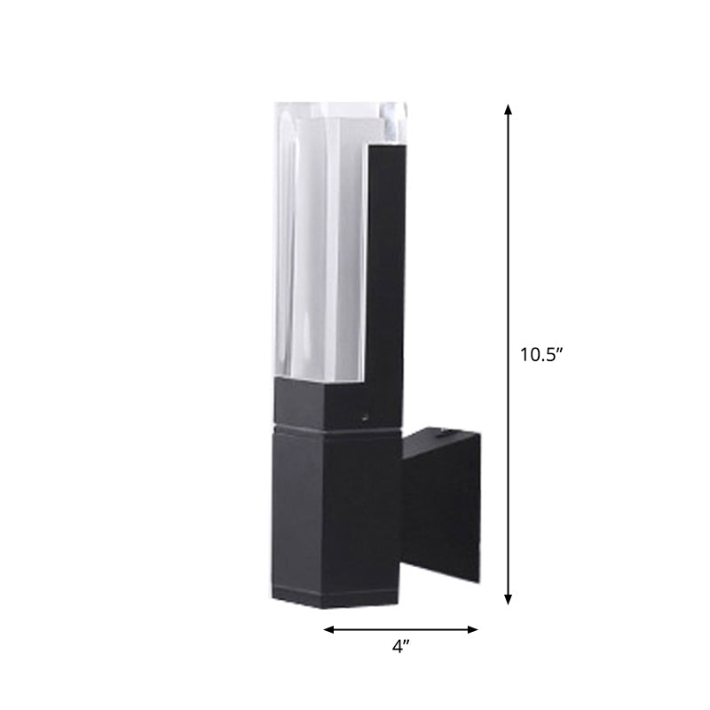 Rectangle Courtyard Wall Lamp Acrylic 1/2-Head Minimalist LED Sconce Light in Black, Warm/White Light Clearhalo 'Cast Iron' 'Glass' 'Industrial' 'Modern wall lights' 'Modern' 'Tiffany' 'Traditional wall lights' 'Wall Lamps & Sconces' 'Wall Lights' Lighting' 1985338