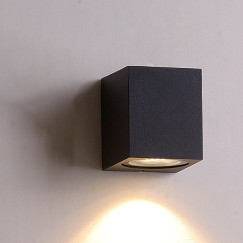 Aluminum Block Wall Sconce Lighting Simple 1/2-Light Black Small/Large LED Flush Mount for Corridor Clearhalo 'Cast Iron' 'Glass' 'Industrial' 'Modern wall lights' 'Modern' 'Tiffany' 'Traditional wall lights' 'Wall Lamps & Sconces' 'Wall Lights' Lighting' 1985363