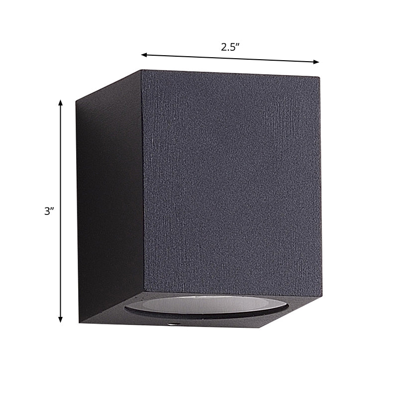 Aluminum Block Wall Sconce Lighting Simple 1/2-Light Black Small/Large LED Flush Mount for Corridor Clearhalo 'Cast Iron' 'Glass' 'Industrial' 'Modern wall lights' 'Modern' 'Tiffany' 'Traditional wall lights' 'Wall Lamps & Sconces' 'Wall Lights' Lighting' 1985365