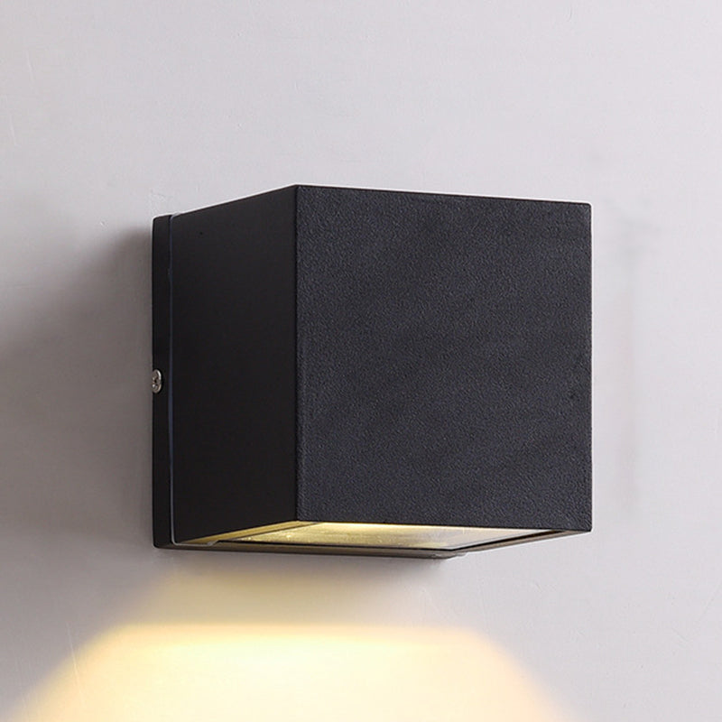Aluminum Block Wall Sconce Lighting Simple 1/2-Light Black Small/Large LED Flush Mount for Corridor 1.0 Black Large Clearhalo 'Cast Iron' 'Glass' 'Industrial' 'Modern wall lights' 'Modern' 'Tiffany' 'Traditional wall lights' 'Wall Lamps & Sconces' 'Wall Lights' Lighting' 1985366