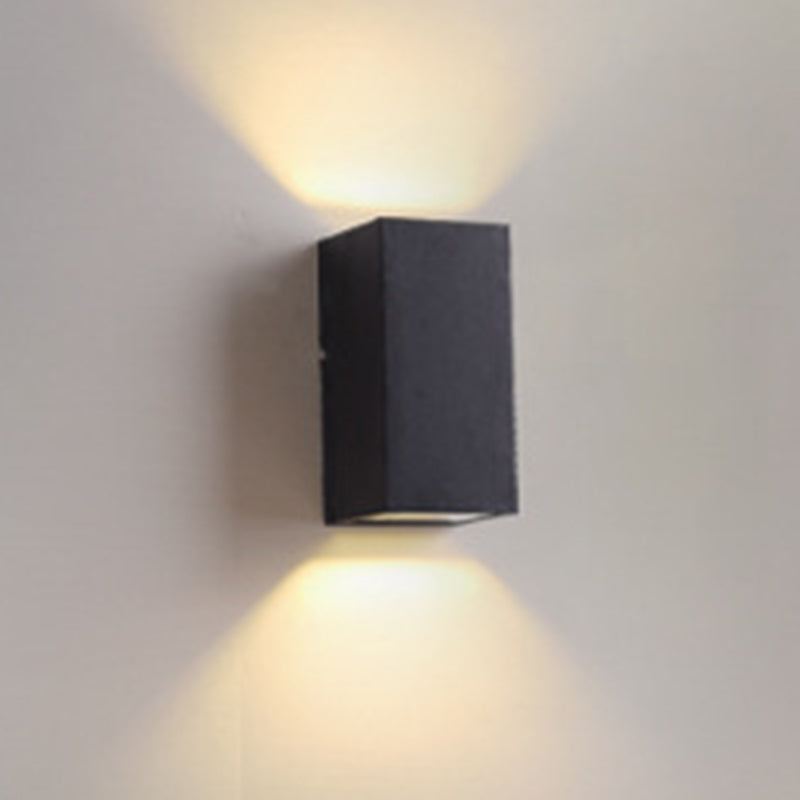 Aluminum Block Wall Sconce Lighting Simple 1/2-Light Black Small/Large LED Flush Mount for Corridor Clearhalo 'Cast Iron' 'Glass' 'Industrial' 'Modern wall lights' 'Modern' 'Tiffany' 'Traditional wall lights' 'Wall Lamps & Sconces' 'Wall Lights' Lighting' 1985370