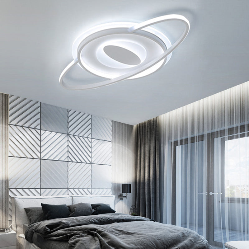 Acrylic Planet Slim Panel Ceiling Light Contemporary LED Ceiling Mount Light in White for Girls Bedroom White White Clearhalo 'Ceiling Lights' 'Close To Ceiling Lights' 'Close to ceiling' 'Flush mount' Lighting' 198539