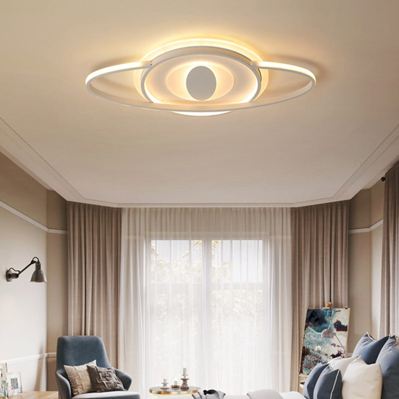 Acrylic Planet Slim Panel Ceiling Light Contemporary LED Ceiling Mount Light in White for Girls Bedroom White Clearhalo 'Ceiling Lights' 'Close To Ceiling Lights' 'Close to ceiling' 'Flush mount' Lighting' 198540