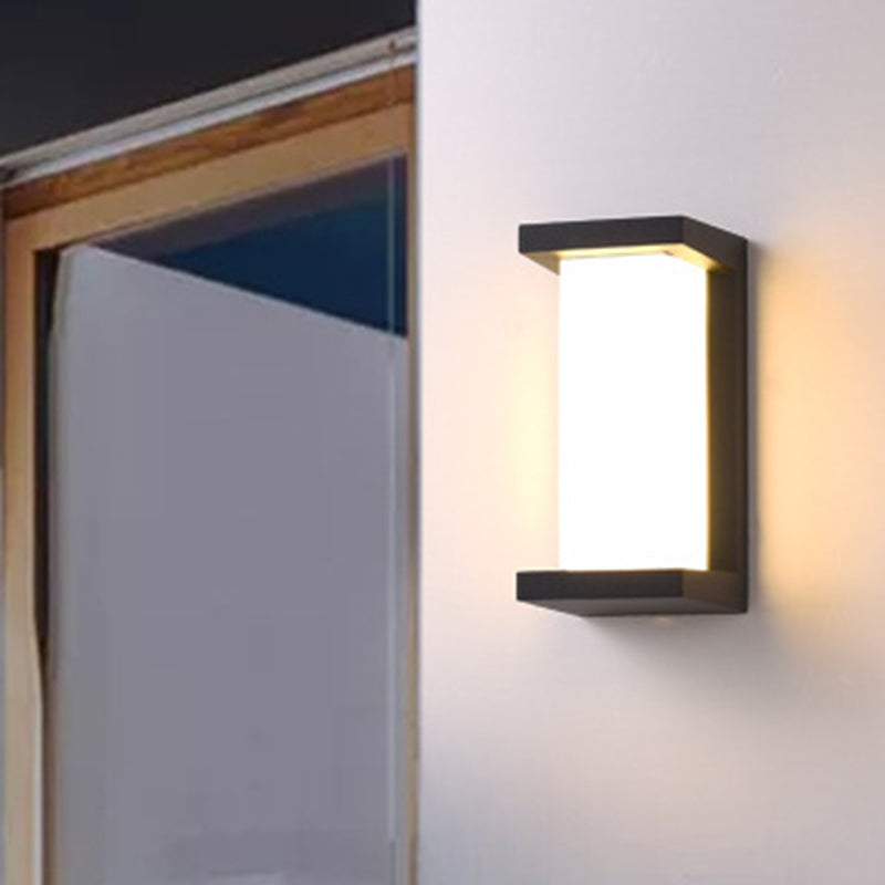 Sound Activated Rectangle Wall Sconce Modern Plastic Entry Gate LED Wall Mounted Lamp in Black Clearhalo 'Cast Iron' 'Glass' 'Industrial' 'Modern wall lights' 'Modern' 'Tiffany' 'Traditional wall lights' 'Wall Lamps & Sconces' 'Wall Lights' Lighting' 1985405