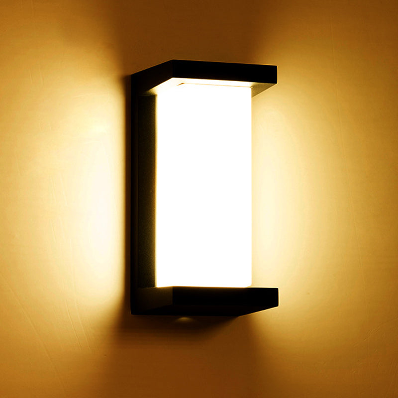 Sound Activated Rectangle Wall Sconce Modern Plastic Entry Gate LED Wall Mounted Lamp in Black Clearhalo 'Cast Iron' 'Glass' 'Industrial' 'Modern wall lights' 'Modern' 'Tiffany' 'Traditional wall lights' 'Wall Lamps & Sconces' 'Wall Lights' Lighting' 1985406