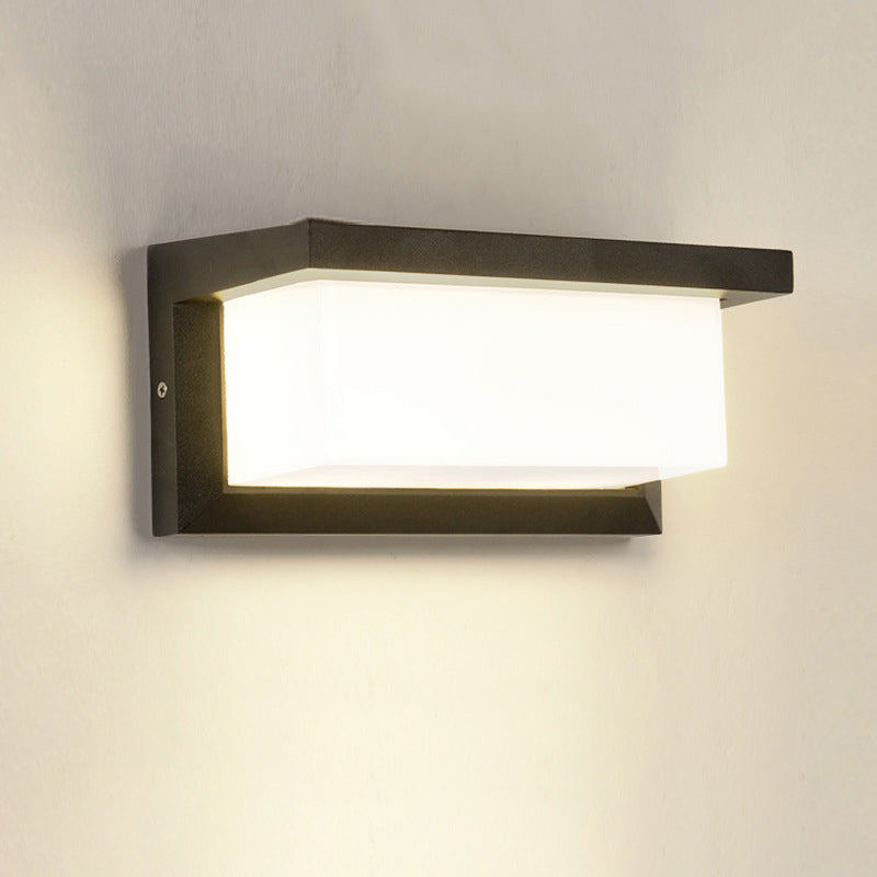 Arc/Rectangle/Oblong LED Wall Lamp Contemporary Aluminum Black Flush Mount Wall Sconce for Courtyard Clearhalo 'Cast Iron' 'Glass' 'Industrial' 'Modern wall lights' 'Modern' 'Tiffany' 'Traditional wall lights' 'Wall Lamps & Sconces' 'Wall Lights' Lighting' 1985422