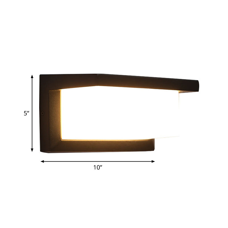 Arc/Rectangle/Oblong LED Wall Lamp Contemporary Aluminum Black Flush Mount Wall Sconce for Courtyard Clearhalo 'Cast Iron' 'Glass' 'Industrial' 'Modern wall lights' 'Modern' 'Tiffany' 'Traditional wall lights' 'Wall Lamps & Sconces' 'Wall Lights' Lighting' 1985424