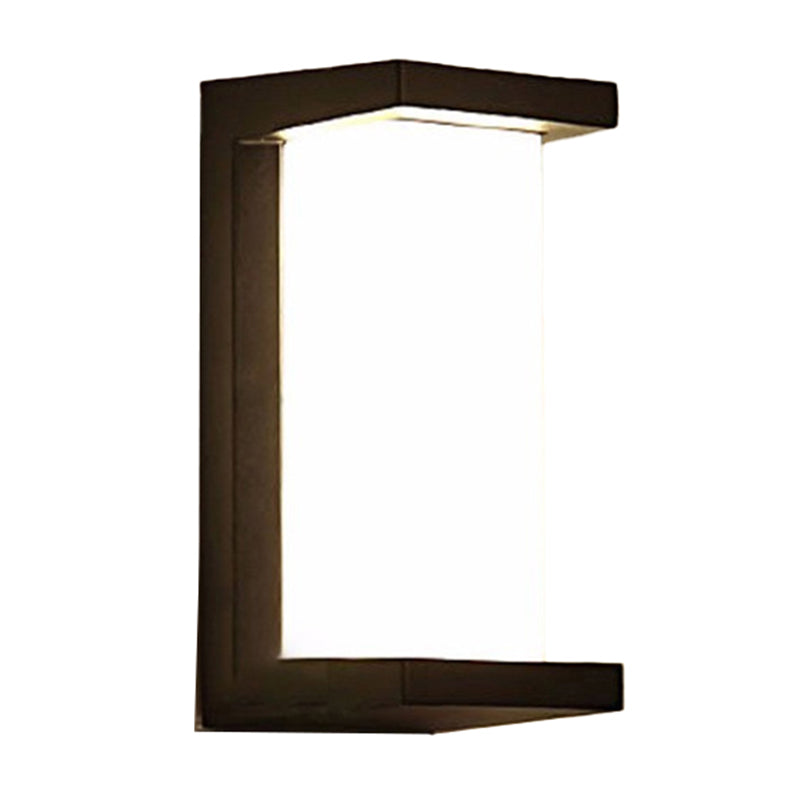 Arc/Rectangle/Oblong LED Wall Lamp Contemporary Aluminum Black Flush Mount Wall Sconce for Courtyard Clearhalo 'Cast Iron' 'Glass' 'Industrial' 'Modern wall lights' 'Modern' 'Tiffany' 'Traditional wall lights' 'Wall Lamps & Sconces' 'Wall Lights' Lighting' 1985428