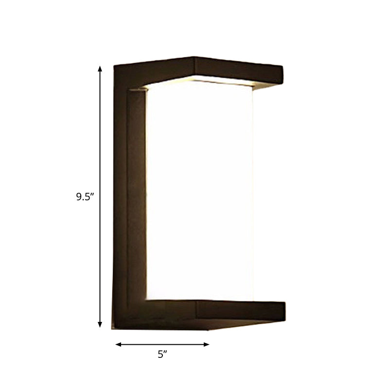 Arc/Rectangle/Oblong LED Wall Lamp Contemporary Aluminum Black Flush Mount Wall Sconce for Courtyard Clearhalo 'Cast Iron' 'Glass' 'Industrial' 'Modern wall lights' 'Modern' 'Tiffany' 'Traditional wall lights' 'Wall Lamps & Sconces' 'Wall Lights' Lighting' 1985429