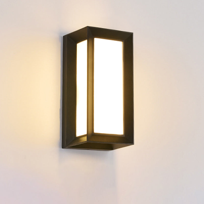 Arc/Rectangle/Oblong LED Wall Lamp Contemporary Aluminum Black Flush Mount Wall Sconce for Courtyard Clearhalo 'Cast Iron' 'Glass' 'Industrial' 'Modern wall lights' 'Modern' 'Tiffany' 'Traditional wall lights' 'Wall Lamps & Sconces' 'Wall Lights' Lighting' 1985431