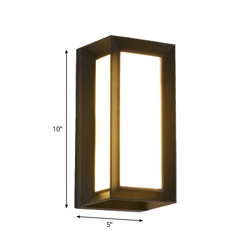 Arc/Rectangle/Oblong LED Wall Lamp Contemporary Aluminum Black Flush Mount Wall Sconce for Courtyard Clearhalo 'Cast Iron' 'Glass' 'Industrial' 'Modern wall lights' 'Modern' 'Tiffany' 'Traditional wall lights' 'Wall Lamps & Sconces' 'Wall Lights' Lighting' 1985433