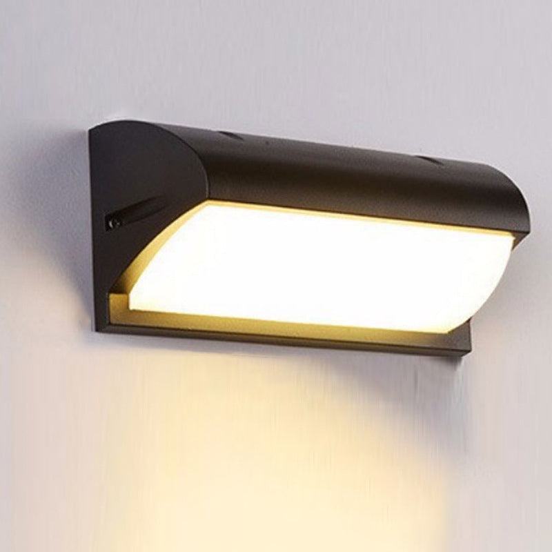 Arc/Rectangle/Oblong LED Wall Lamp Contemporary Aluminum Black Flush Mount Wall Sconce for Courtyard Clearhalo 'Cast Iron' 'Glass' 'Industrial' 'Modern wall lights' 'Modern' 'Tiffany' 'Traditional wall lights' 'Wall Lamps & Sconces' 'Wall Lights' Lighting' 1985435