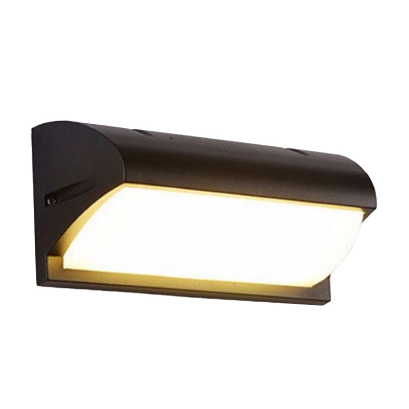 Arc/Rectangle/Oblong LED Wall Lamp Contemporary Aluminum Black Flush Mount Wall Sconce for Courtyard Clearhalo 'Cast Iron' 'Glass' 'Industrial' 'Modern wall lights' 'Modern' 'Tiffany' 'Traditional wall lights' 'Wall Lamps & Sconces' 'Wall Lights' Lighting' 1985436