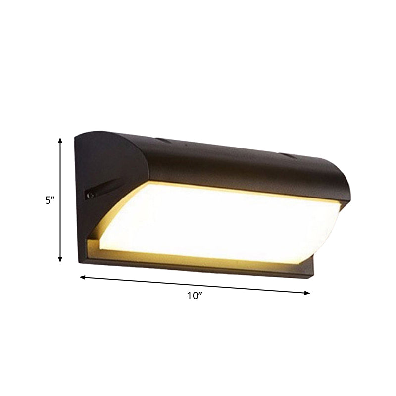 Arc/Rectangle/Oblong LED Wall Lamp Contemporary Aluminum Black Flush Mount Wall Sconce for Courtyard Clearhalo 'Cast Iron' 'Glass' 'Industrial' 'Modern wall lights' 'Modern' 'Tiffany' 'Traditional wall lights' 'Wall Lamps & Sconces' 'Wall Lights' Lighting' 1985437