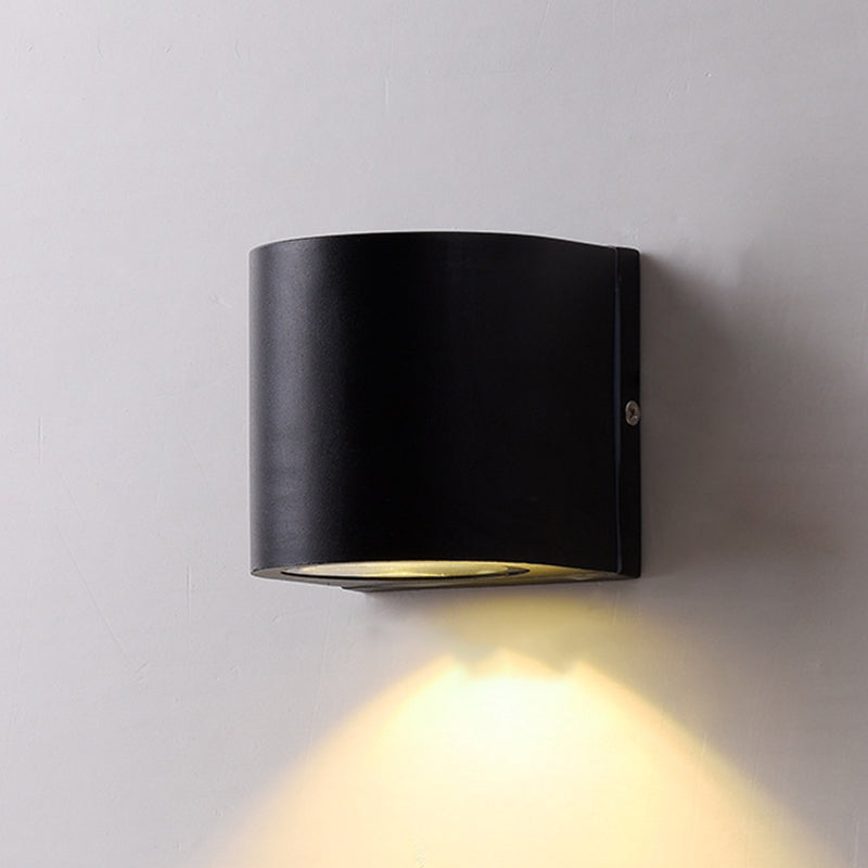 Black Small/Large Cylinder Wall Light Minimalist Aluminum LED Flush Wall Sconce for Outdoor Black Large A Clearhalo 'Cast Iron' 'Glass' 'Industrial' 'Modern wall lights' 'Modern' 'Tiffany' 'Traditional wall lights' 'Wall Lamps & Sconces' 'Wall Lights' Lighting' 1985455