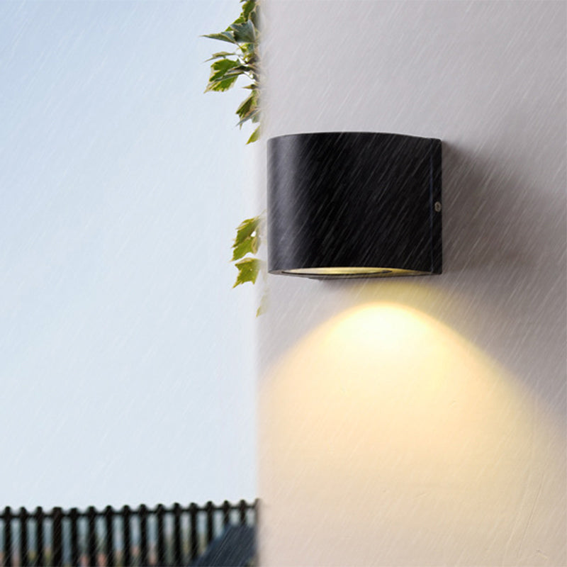 Black Small/Large Cylinder Wall Light Minimalist Aluminum LED Flush Wall Sconce for Outdoor Clearhalo 'Cast Iron' 'Glass' 'Industrial' 'Modern wall lights' 'Modern' 'Tiffany' 'Traditional wall lights' 'Wall Lamps & Sconces' 'Wall Lights' Lighting' 1985456
