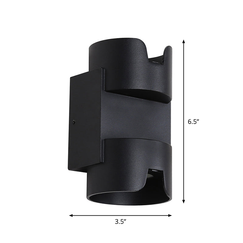 Patio LED Flush Mount Wall Light Simple Black Up Down Light with Cylinder Metal Shade Clearhalo 'Cast Iron' 'Glass' 'Industrial' 'Modern wall lights' 'Modern' 'Tiffany' 'Traditional wall lights' 'Wall Lamps & Sconces' 'Wall Lights' Lighting' 1985463