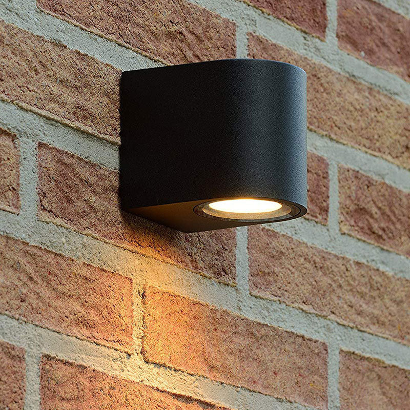 Modern 1/2-Light LED Outdoor Wall Mount Black Triangle/Cylinder/Rectangle Sconce Light with Metal Shade Clearhalo 'Cast Iron' 'Glass' 'Industrial' 'Modern wall lights' 'Modern' 'Tiffany' 'Traditional wall lights' 'Wall Lamps & Sconces' 'Wall Lights' Lighting' 1985466