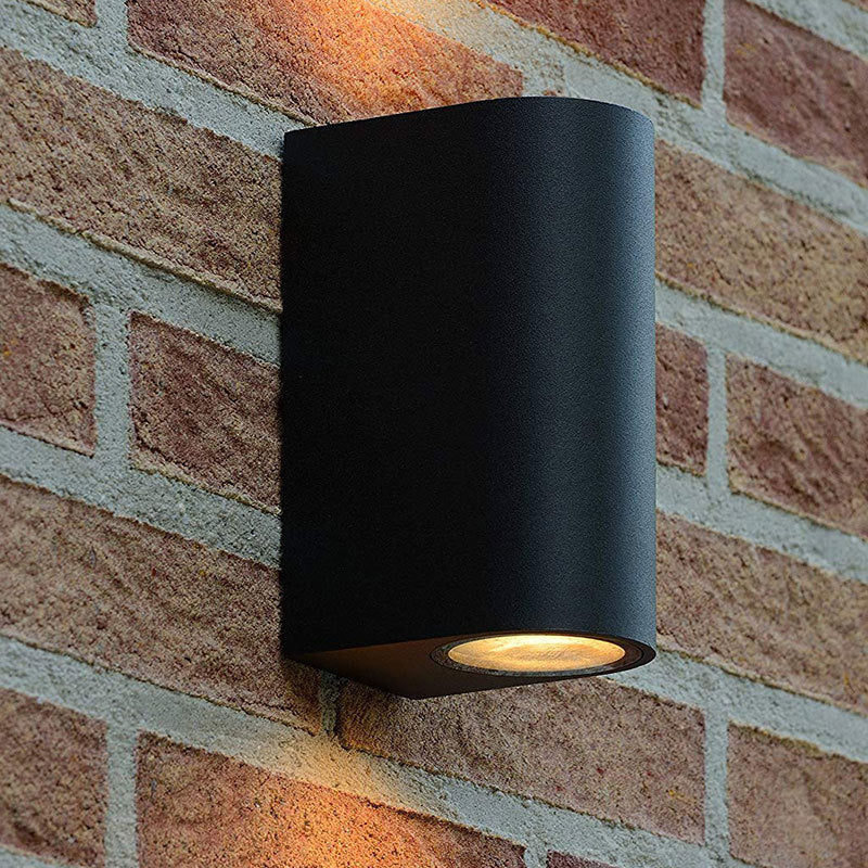 Modern 1/2-Light LED Outdoor Wall Mount Black Triangle/Cylinder/Rectangle Sconce Light with Metal Shade 2.0 Black A Clearhalo 'Cast Iron' 'Glass' 'Industrial' 'Modern wall lights' 'Modern' 'Tiffany' 'Traditional wall lights' 'Wall Lamps & Sconces' 'Wall Lights' Lighting' 1985469