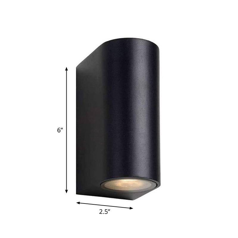 Modern 1/2-Light LED Outdoor Wall Mount Black Triangle/Cylinder/Rectangle Sconce Light with Metal Shade Clearhalo 'Cast Iron' 'Glass' 'Industrial' 'Modern wall lights' 'Modern' 'Tiffany' 'Traditional wall lights' 'Wall Lamps & Sconces' 'Wall Lights' Lighting' 1985471