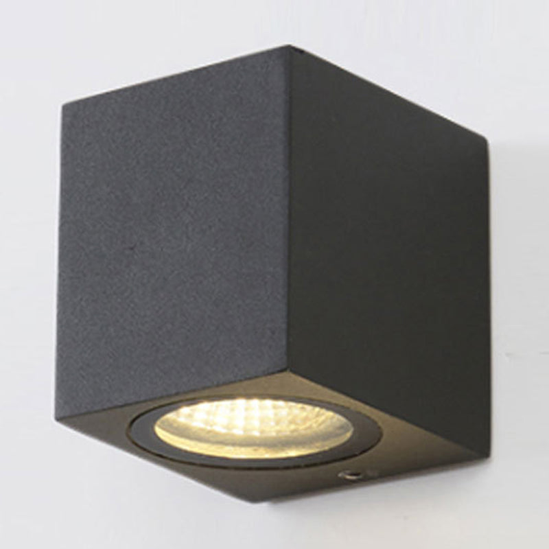 Modern 1/2-Light LED Outdoor Wall Mount Black Triangle/Cylinder/Rectangle Sconce Light with Metal Shade Clearhalo 'Cast Iron' 'Glass' 'Industrial' 'Modern wall lights' 'Modern' 'Tiffany' 'Traditional wall lights' 'Wall Lamps & Sconces' 'Wall Lights' Lighting' 1985473