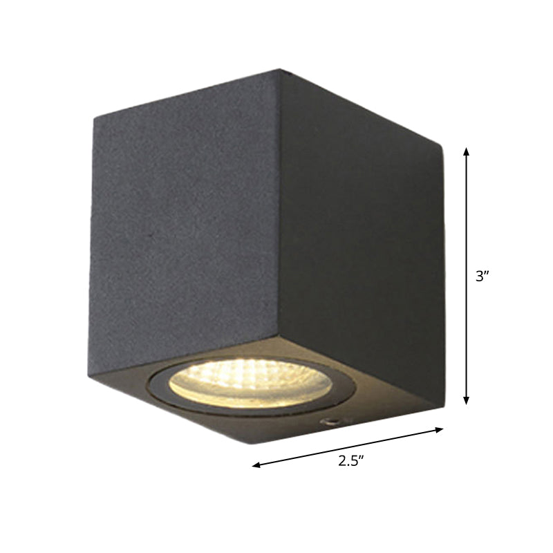 Modern 1/2-Light LED Outdoor Wall Mount Black Triangle/Cylinder/Rectangle Sconce Light with Metal Shade Clearhalo 'Cast Iron' 'Glass' 'Industrial' 'Modern wall lights' 'Modern' 'Tiffany' 'Traditional wall lights' 'Wall Lamps & Sconces' 'Wall Lights' Lighting' 1985474