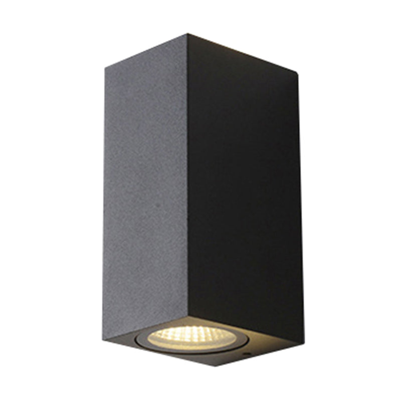 Modern 1/2-Light LED Outdoor Wall Mount Black Triangle/Cylinder/Rectangle Sconce Light with Metal Shade Clearhalo 'Cast Iron' 'Glass' 'Industrial' 'Modern wall lights' 'Modern' 'Tiffany' 'Traditional wall lights' 'Wall Lamps & Sconces' 'Wall Lights' Lighting' 1985477