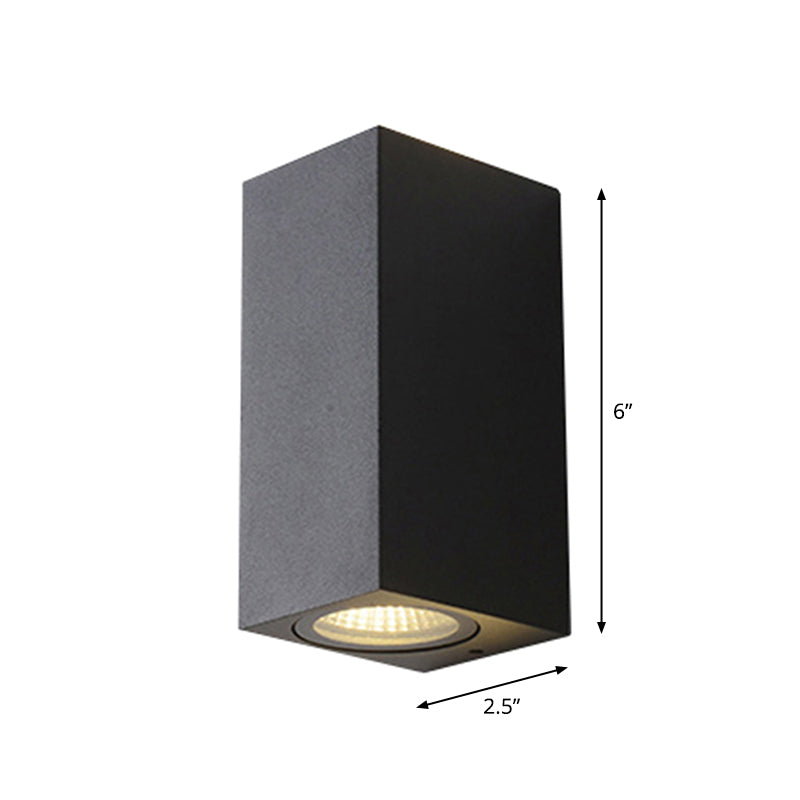 Modern 1/2-Light LED Outdoor Wall Mount Black Triangle/Cylinder/Rectangle Sconce Light with Metal Shade Clearhalo 'Cast Iron' 'Glass' 'Industrial' 'Modern wall lights' 'Modern' 'Tiffany' 'Traditional wall lights' 'Wall Lamps & Sconces' 'Wall Lights' Lighting' 1985478