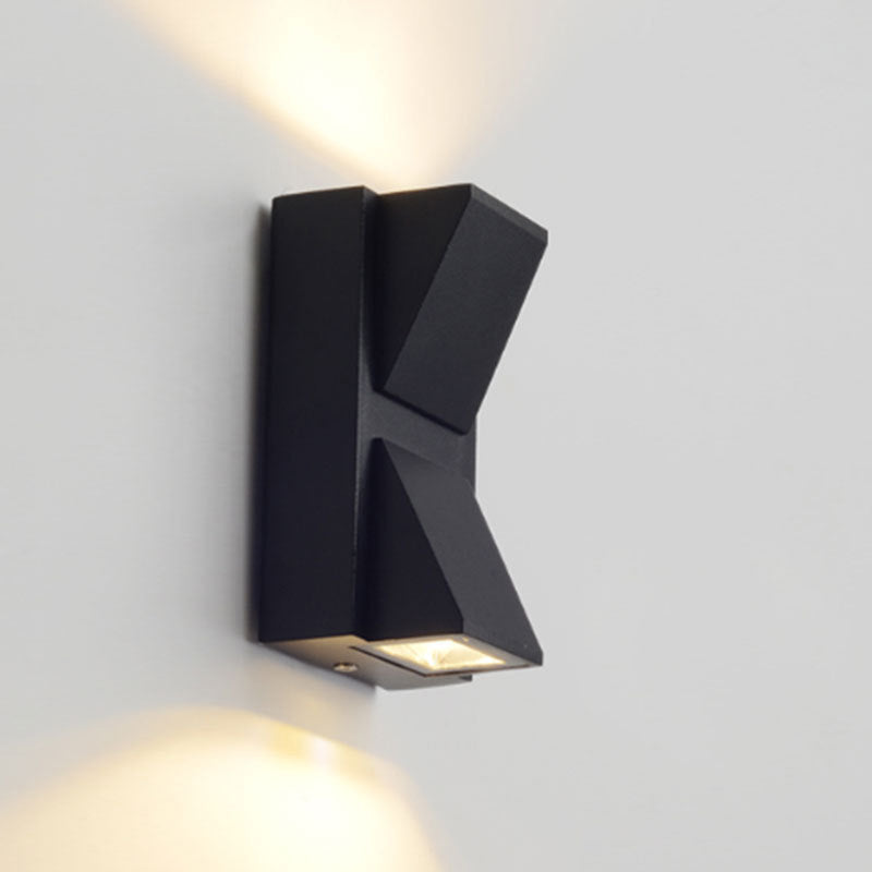 Modern 1/2-Light LED Outdoor Wall Mount Black Triangle/Cylinder/Rectangle Sconce Light with Metal Shade 2.0 Black C Clearhalo 'Cast Iron' 'Glass' 'Industrial' 'Modern wall lights' 'Modern' 'Tiffany' 'Traditional wall lights' 'Wall Lamps & Sconces' 'Wall Lights' Lighting' 1985482