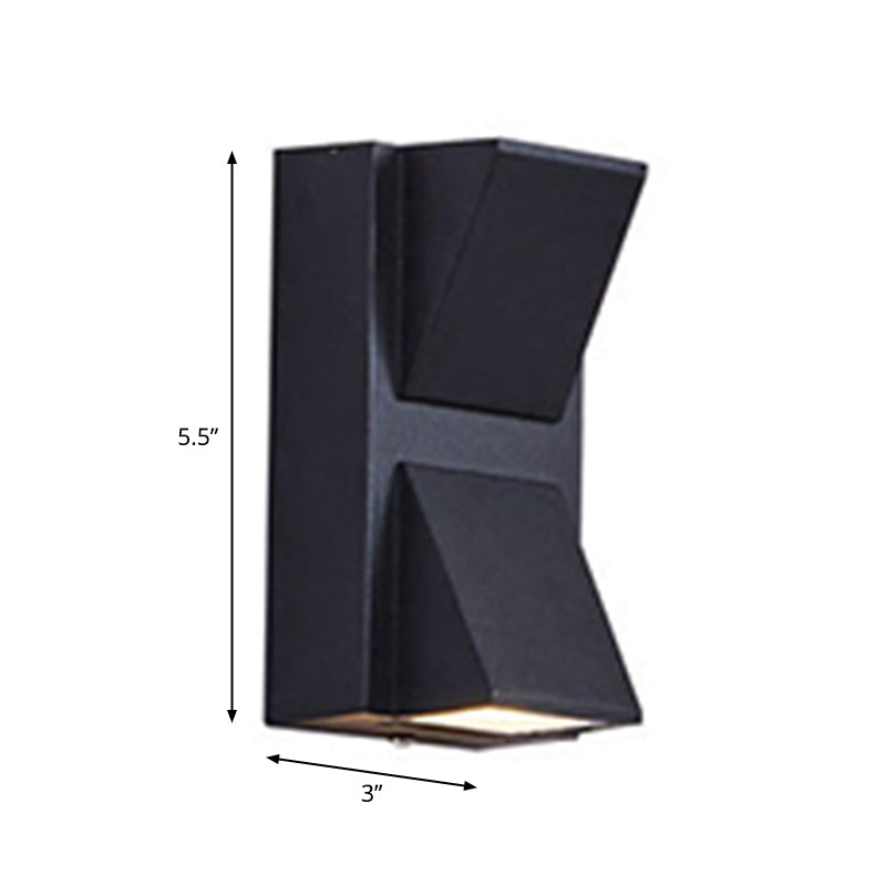 Modern 1/2-Light LED Outdoor Wall Mount Black Triangle/Cylinder/Rectangle Sconce Light with Metal Shade Clearhalo 'Cast Iron' 'Glass' 'Industrial' 'Modern wall lights' 'Modern' 'Tiffany' 'Traditional wall lights' 'Wall Lamps & Sconces' 'Wall Lights' Lighting' 1985484