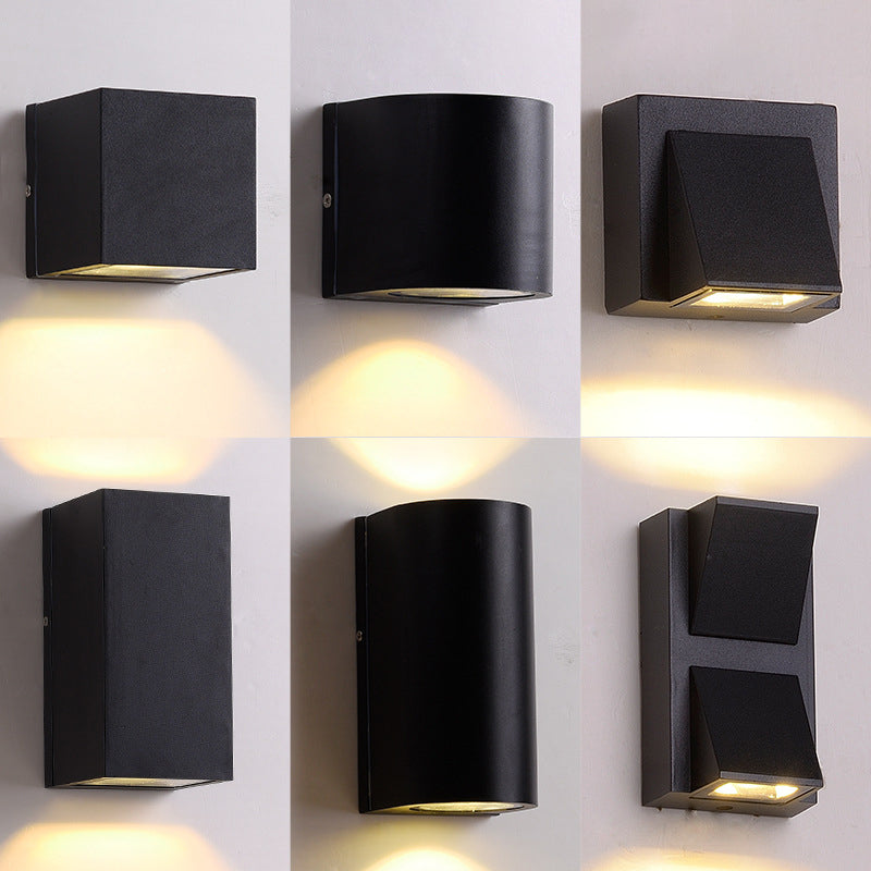 Rectangle/Cylinder/Triangle Wall Sconce Simplicity Metal 1/2-Light Black Finish LED Flush Mount for Porch Clearhalo 'Cast Iron' 'Glass' 'Industrial' 'Modern wall lights' 'Modern' 'Tiffany' 'Traditional wall lights' 'Wall Lamps & Sconces' 'Wall Lights' Lighting' 1985486