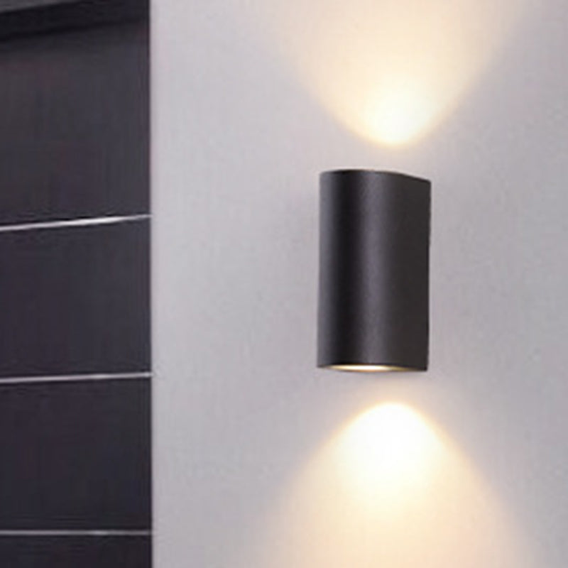 Rectangle/Cylinder/Triangle Wall Sconce Simplicity Metal 1/2-Light Black Finish LED Flush Mount for Porch 2.0 Black B Clearhalo 'Cast Iron' 'Glass' 'Industrial' 'Modern wall lights' 'Modern' 'Tiffany' 'Traditional wall lights' 'Wall Lamps & Sconces' 'Wall Lights' Lighting' 1985493